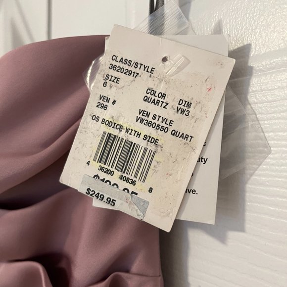 NWT Vera Wang Quartz Bridesmaid Formal Dress Mauve Light Purple - Picture 9 of 14